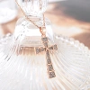 New copper-plated real gold cross necklace, rose gold jewelry, simple pendant for cross-border trade from Europe and America. Southeast Asian trend, versatile and set with zircon Item Picture